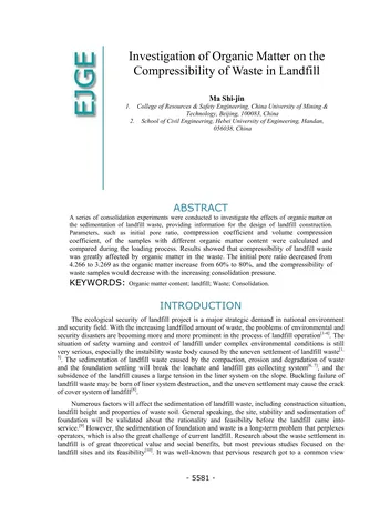Más sobre Investigación sobre la Materia Orgánica en la Compresibilidad de los Residuos en Rellenos Sanitarios.
