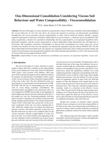 Más sobre Consolidación Unidimensional Considerando el Comportamiento Viscoso del Suelo y la Compresibilidad del Agua.