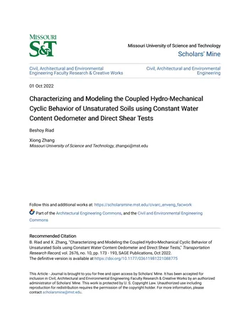 Más sobre Caracterización y Modelado del Comportamiento Cíclico Hidro-mecánico Acoplado
