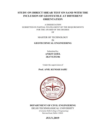 Más sobre Estudio de la Prueba de Corte Directo en Arena con la Inclusión de Geotextil en