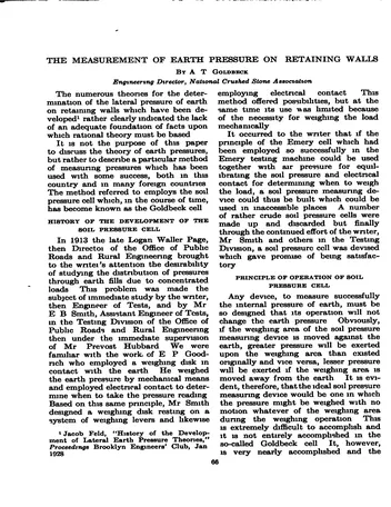 Más sobre Medición de la Presión de la Tierra en Muros de Contención por A.T. Goldbeck